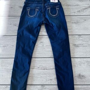 Dark Blue True Religion Denim Jeans with Embellished Pockets